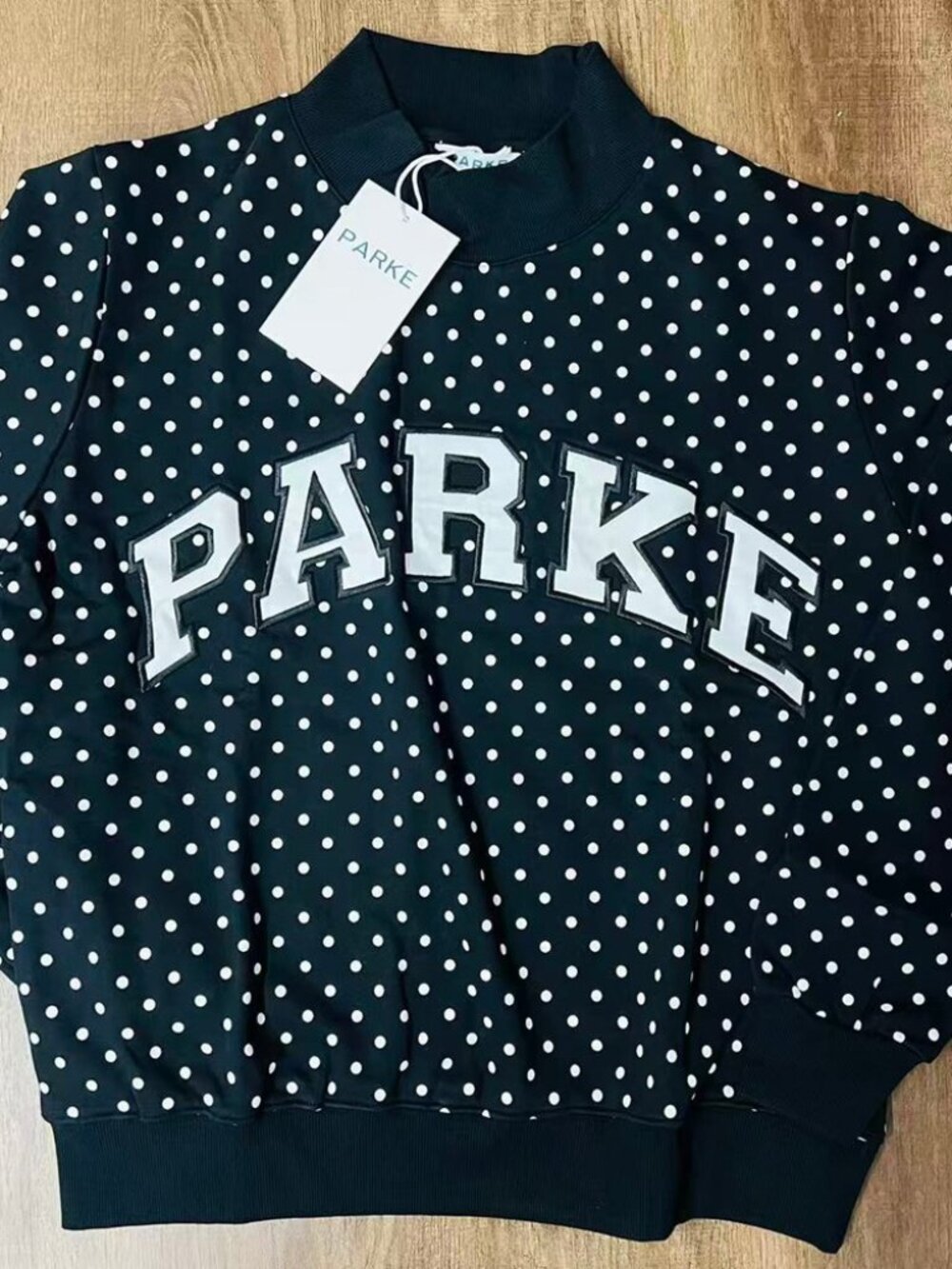 PARKE Polka Dot Mock Neck Sweatshirt